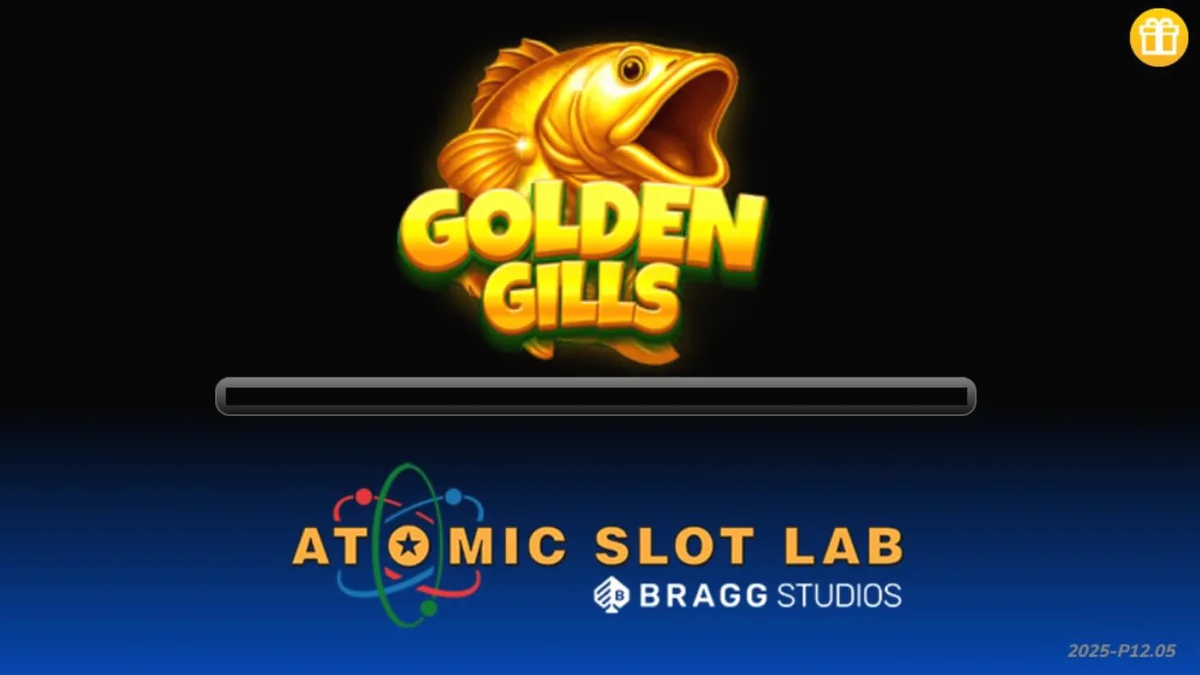 Tampilan layar permainan slot Golden Gills dengan tema memancing dan simbol emas